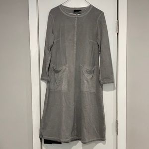 Midi dress long sleeve with silver sparkle detailing and pockets